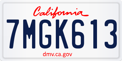 CA license plate 7MGK613