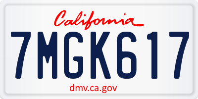 CA license plate 7MGK617