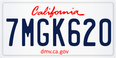CA license plate 7MGK620
