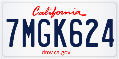 CA license plate 7MGK624