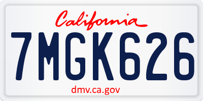CA license plate 7MGK626