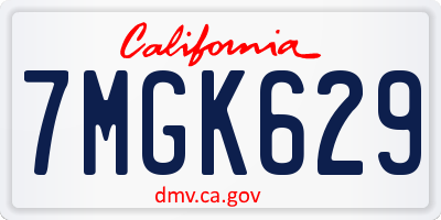 CA license plate 7MGK629