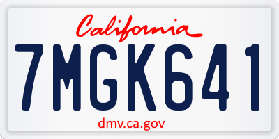CA license plate 7MGK641