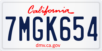CA license plate 7MGK654