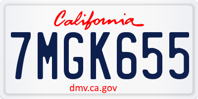 CA license plate 7MGK655