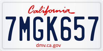 CA license plate 7MGK657