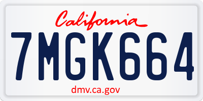 CA license plate 7MGK664