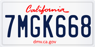 CA license plate 7MGK668