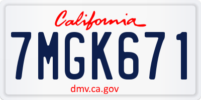CA license plate 7MGK671