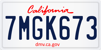 CA license plate 7MGK673
