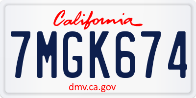 CA license plate 7MGK674