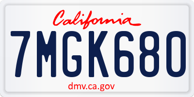CA license plate 7MGK680