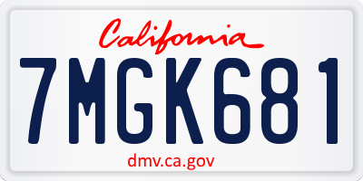 CA license plate 7MGK681