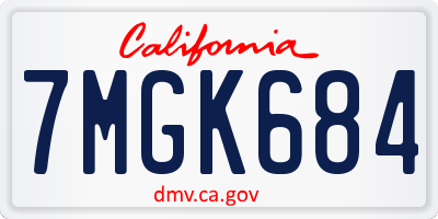 CA license plate 7MGK684