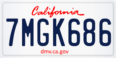 CA license plate 7MGK686