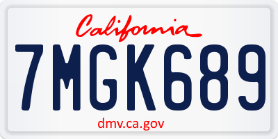 CA license plate 7MGK689