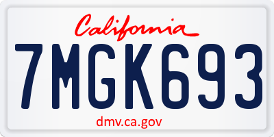 CA license plate 7MGK693