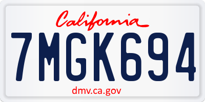 CA license plate 7MGK694