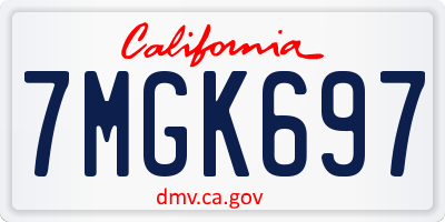 CA license plate 7MGK697