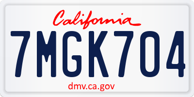 CA license plate 7MGK704