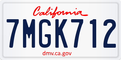 CA license plate 7MGK712