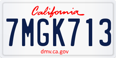 CA license plate 7MGK713