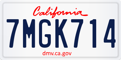 CA license plate 7MGK714