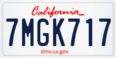CA license plate 7MGK717