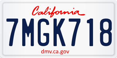 CA license plate 7MGK718