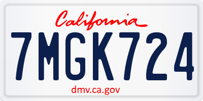 CA license plate 7MGK724