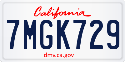 CA license plate 7MGK729