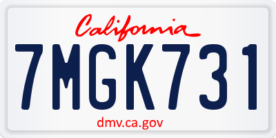 CA license plate 7MGK731