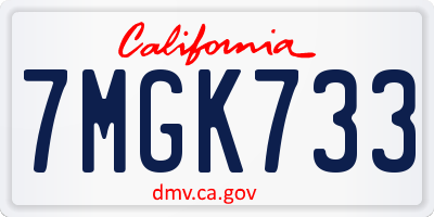 CA license plate 7MGK733