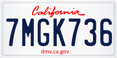 CA license plate 7MGK736