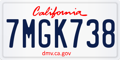 CA license plate 7MGK738