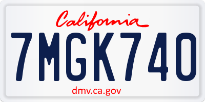 CA license plate 7MGK740