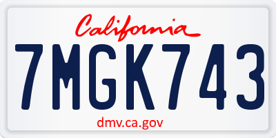CA license plate 7MGK743