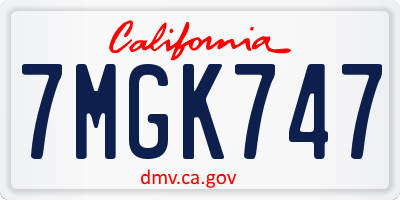 CA license plate 7MGK747