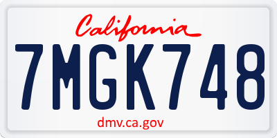 CA license plate 7MGK748