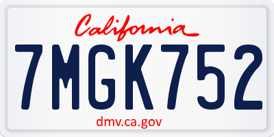 CA license plate 7MGK752
