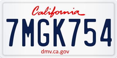 CA license plate 7MGK754