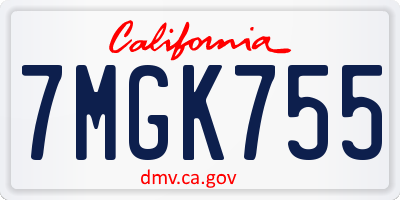 CA license plate 7MGK755