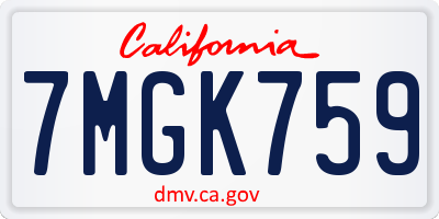 CA license plate 7MGK759