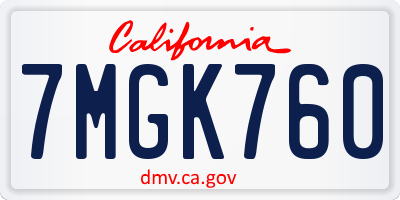 CA license plate 7MGK760