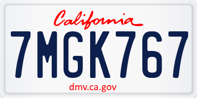 CA license plate 7MGK767
