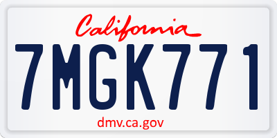 CA license plate 7MGK771