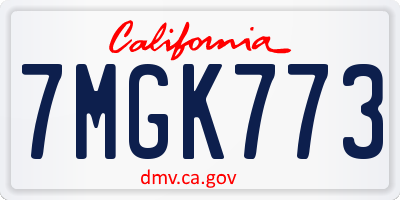 CA license plate 7MGK773