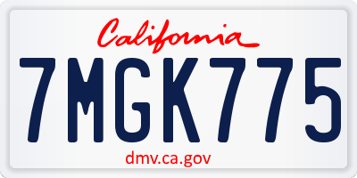 CA license plate 7MGK775