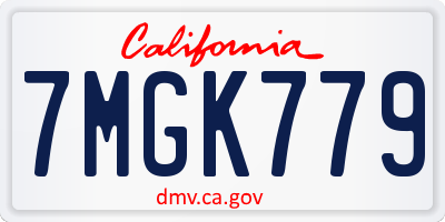 CA license plate 7MGK779