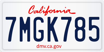 CA license plate 7MGK785